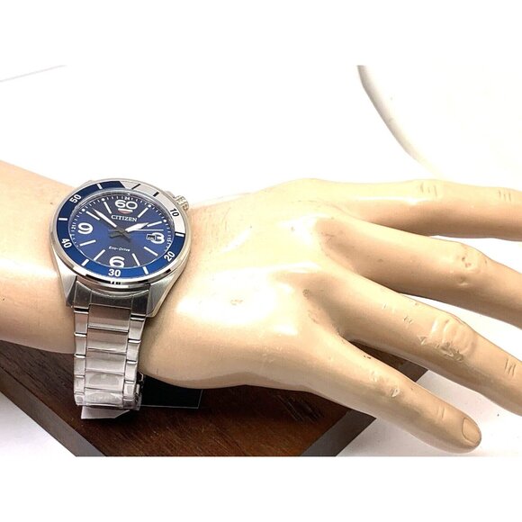 Citizen Men's Watch AW1711-52L Eco Drive Blue Dial Silver Stainless Steel 44mm - Picture 5 of 15